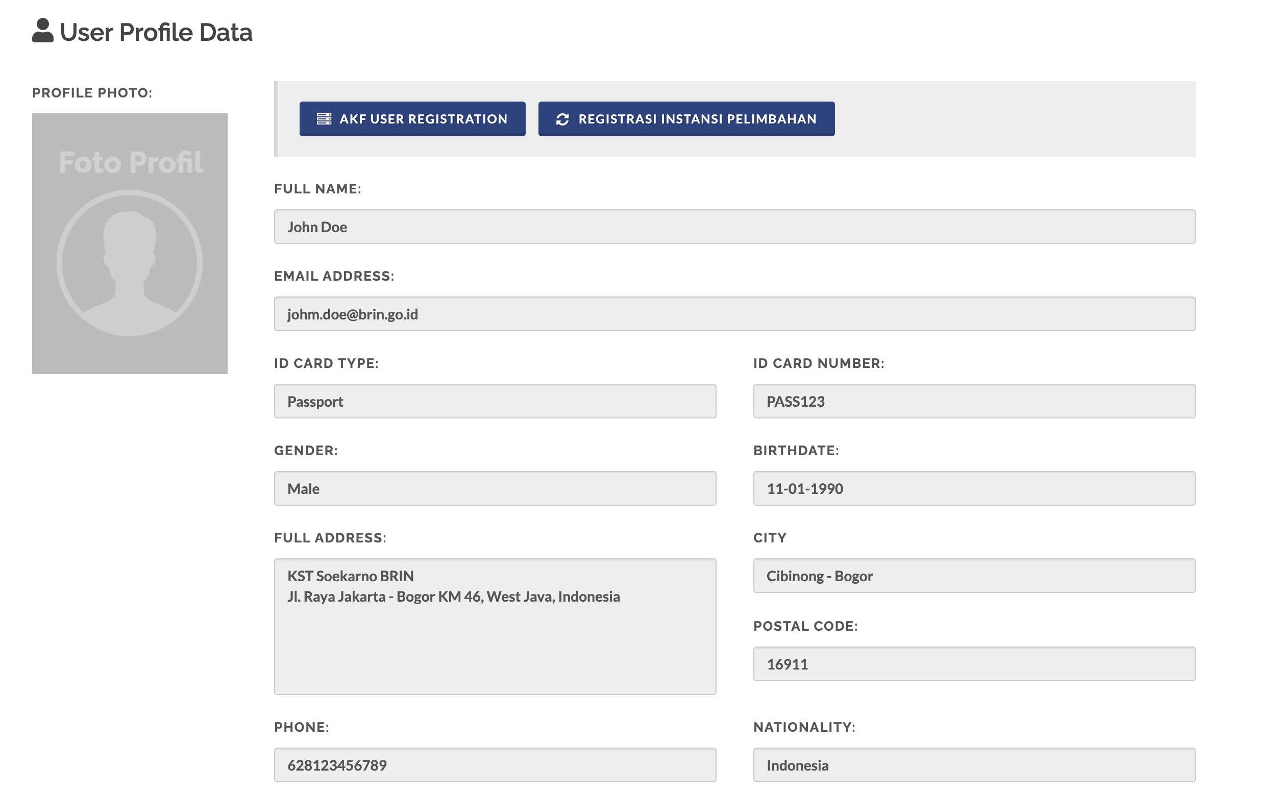 ELSA profile completion page